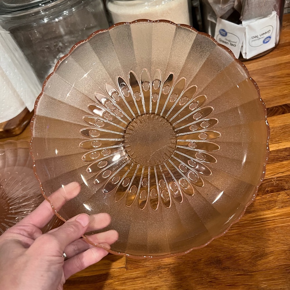 Rare vintage pink glass salad plates